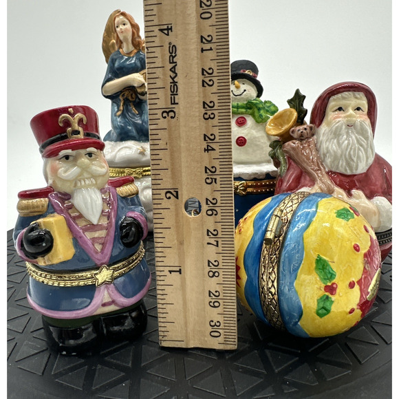 Lot Of 5 Christmas Theme Trinket, Pill, Ring Boxes - Picture 7 of 8